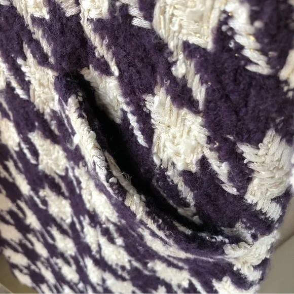💝✨euro Sz 38 Tweed coat fitted waist line in purple and beige check - Picture 7 of 9